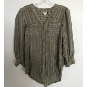 Anthropologie blouse, grey and gold, size 4